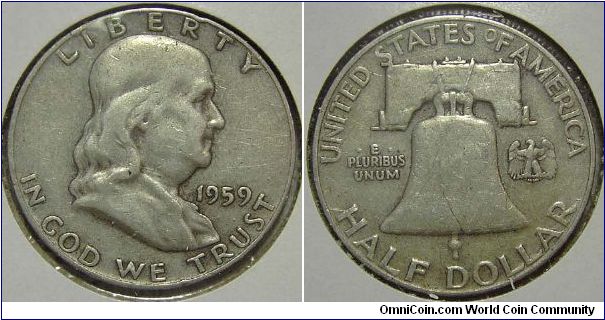 1959 Franklin, Half Dollar