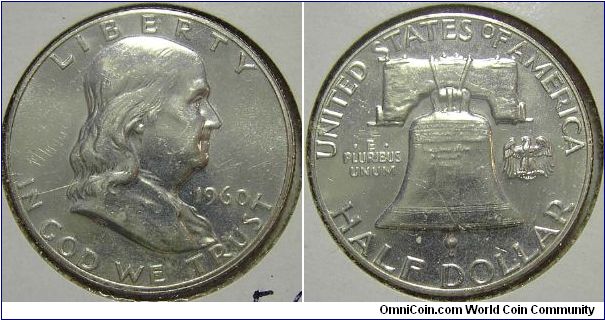 1960 Franklin, Half Dollar, Proof Found in Circulation, Roughed up a bit