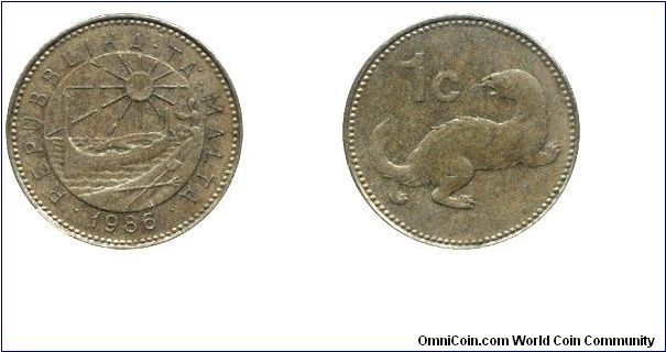 Malta, 1 cent, 1986, Cu-Zn, Diameter: 18.51, Weight: 2.81g, Reverse: Weasel.                                                                                                                                                                                                                                                                                                                                                                                                                                        
