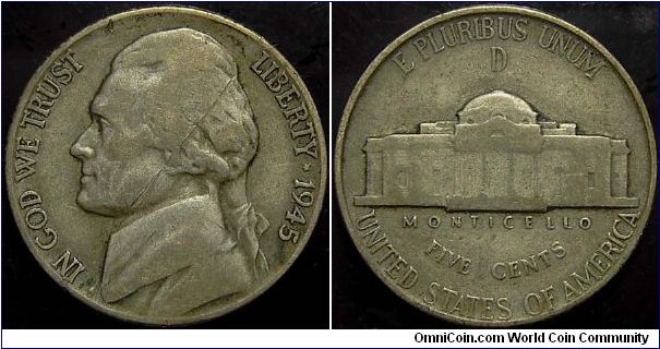 1945D Jefferson, Five Cents (Silver)