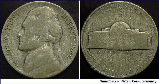 1945S Jefferson, Five Cents (Silver)