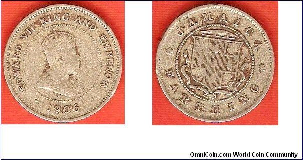 farthing
Edward VII king and emperor
vertical shading in arms
copper-nickel
mintage 528,000
