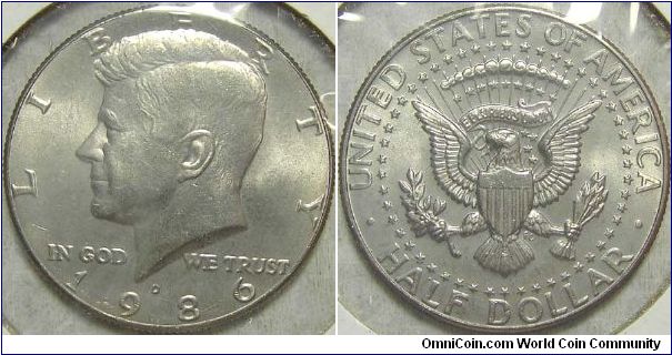 1986D Kennedy, Half Dollar