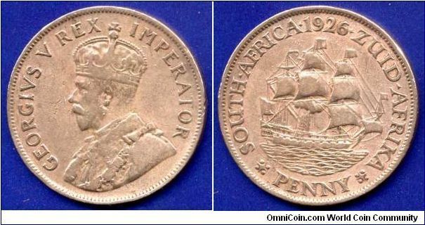 *PENNY*.
'Zuid Africa'.
George V (1910-1936).
Mintage 392,000 units.


Br.