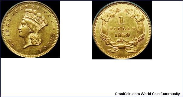 1859 Gold One Dollar