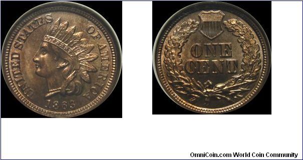 1863 Copper Nickel Indian Head Cent