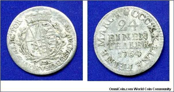 1/24 Thaler (Groschen).
Duchy of Saxony.
Friedrih August III (1763-1806).


Ag360f. 1,98gr.