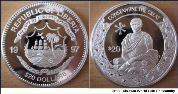20 Dollars - Constantine the Great (272 - 337) - 31.1 g Ag .925 Proof - mintage unknown