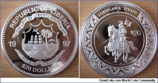 20 Dollars - Tokugawa Leyasu (1543 - 1616) - 31.1 g Ag .925 Proof - mintage unknown