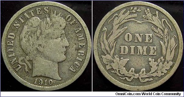 1910 Barber, One Dime