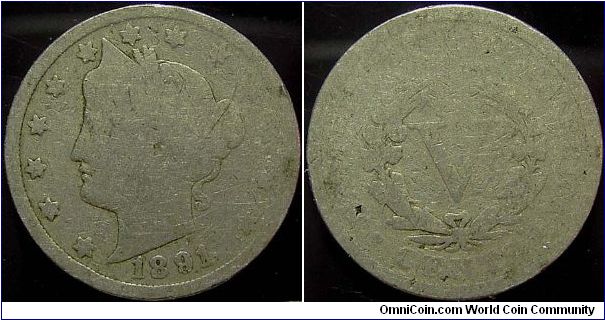 1891 Liberty Head, Five Cents