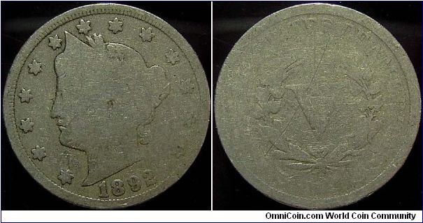 1892 Liberty Head, Five Cents