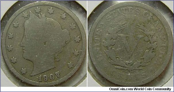 1907 Liberty Head, Five Cents