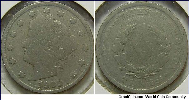 1909 Liberty Head, Five Cents