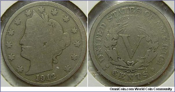 1912D Liberty Head, Five Cents