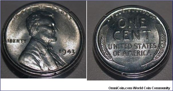 1943 Lincoln Cent Steel w/Zinc Plating