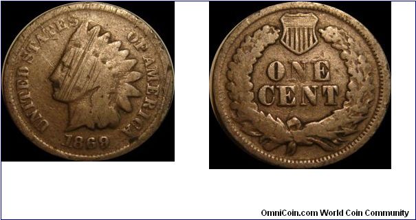 1869/9 Indian Head Cent