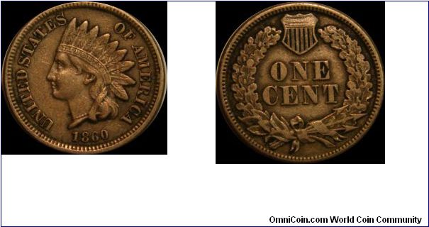 1860 Copper Nickel Indian Head Cent