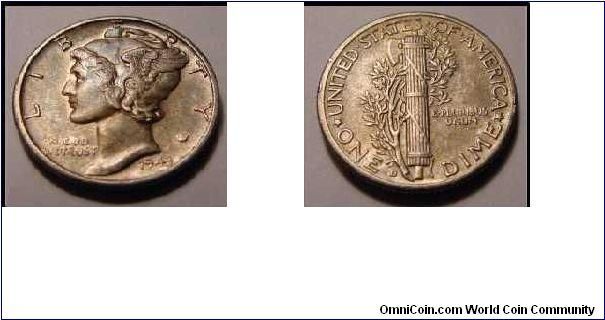 1943-D Mercury Dime
Metal Detector Find