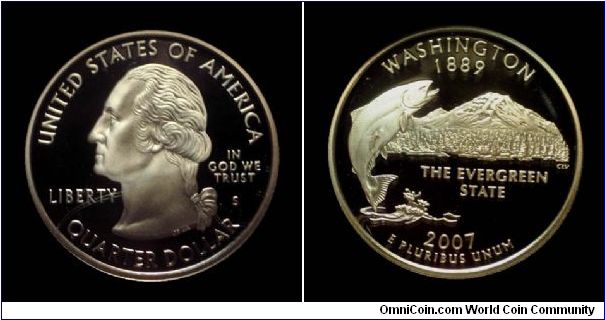 2007S Washington State, Silver Proof, Quarter Dollar