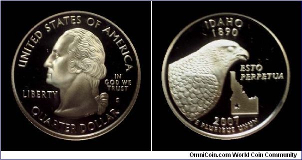 2007S Idaho State, Silver Proof, Quarter Dollar