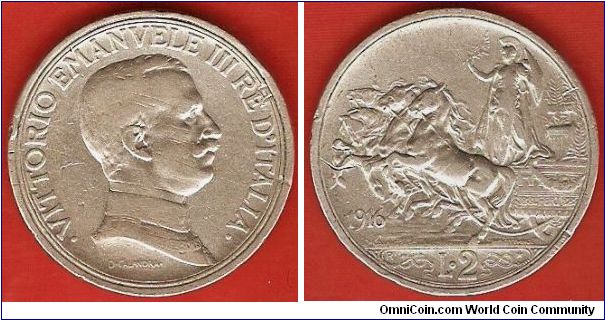 Kingdom
2 lire
Vittorio Emanuele III
quadriga
0.835 silver