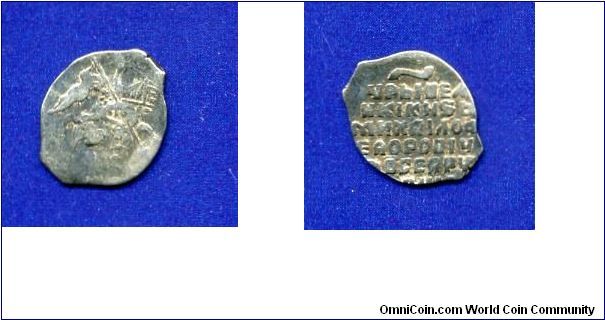 Kopek.
Mikhail Fedorovich Romanov (1613-1645).
Moscow mint.


Ag.