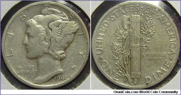 1944S Mercury, One Dime