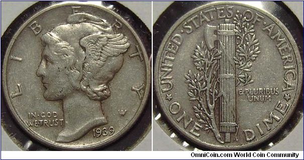 1939  Mercury, One Dime