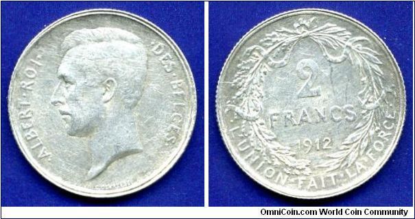 2 Francs.
Albert I (1909-1934) Roi Des Belges.


Ag835f. 10gr.