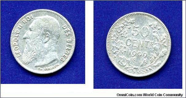 50 cents.
Leopold II (1865-1909) Roi Des Belges.


Ag835f. 2,5gr.