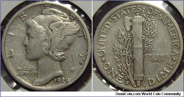 1929S Mercury, One Dime