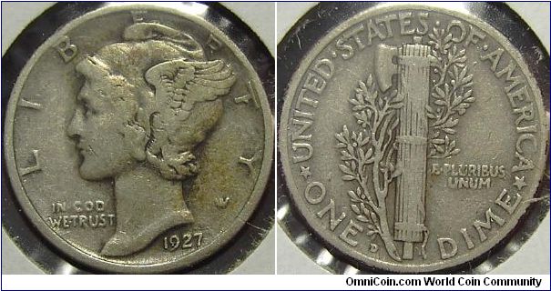 1927D Mercury, One Dime