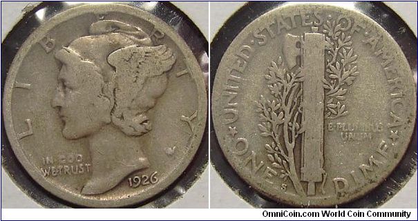 1926S Mercury, One Dime