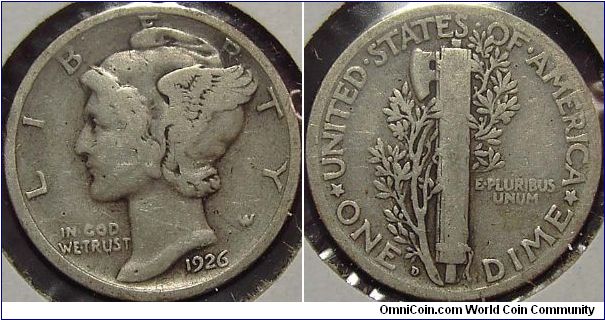 1926D Mercury, One Dime