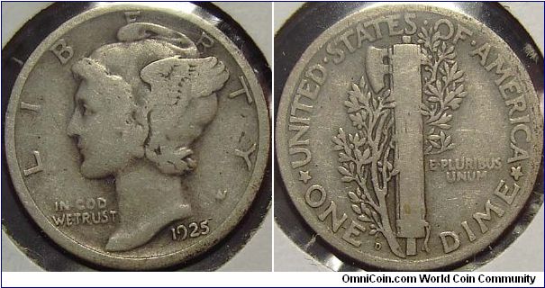 1925D Mercury, One Dime