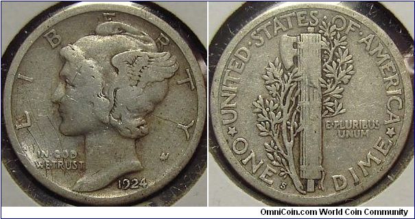 1924S Mercury, One Dime