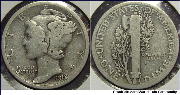 1918 Mercury, One Dime