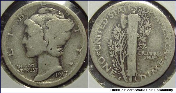 1917S Mercury, One Dime