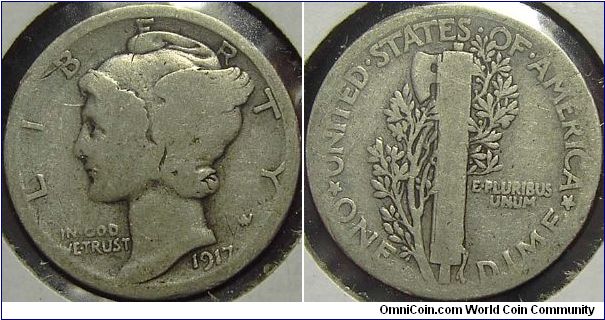 1917 Mercury, One Dime