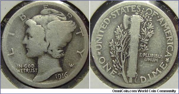 1916 Mercury, One Dime