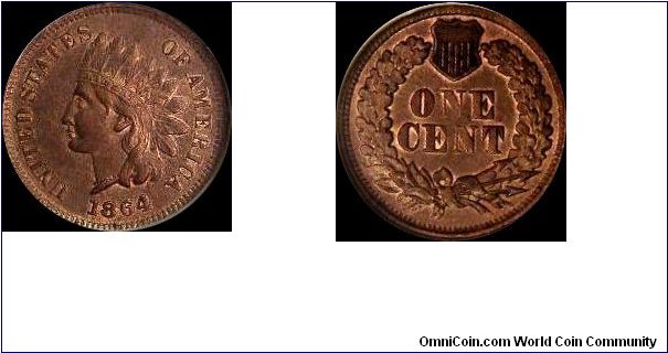 1864-L Indian Head Cent