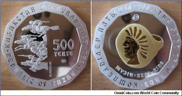 500 Tenge - Seal-ring - 31.1 g Ag .925 Proof (partially gold plated) - mintage 5,000