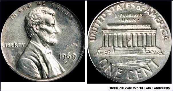 1969-D Lincoln Cent
on Silver Dime Planchet