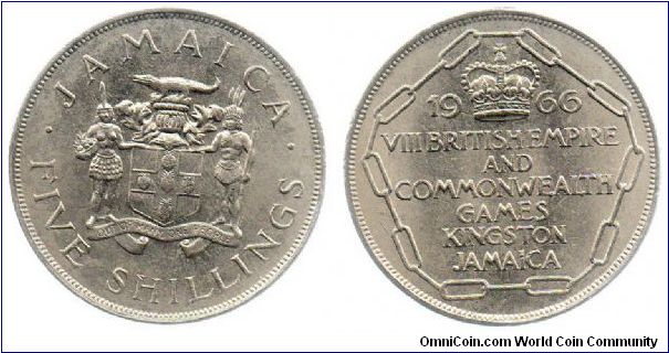 1966 5 Shillings - VIII British Empire and Commonwealth Games - Kingston, Jamaica