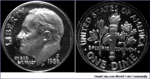 1986-S Roosevelt Dime
Prestige Proof Set