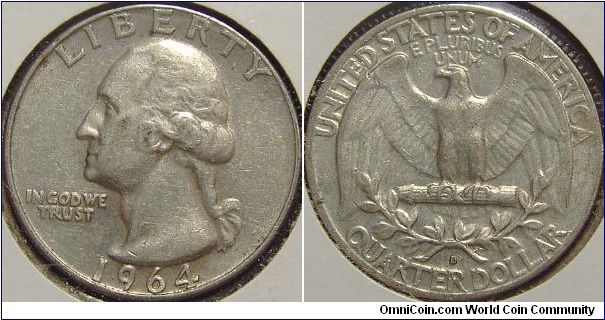 1964D Washington, Quarter Dollar