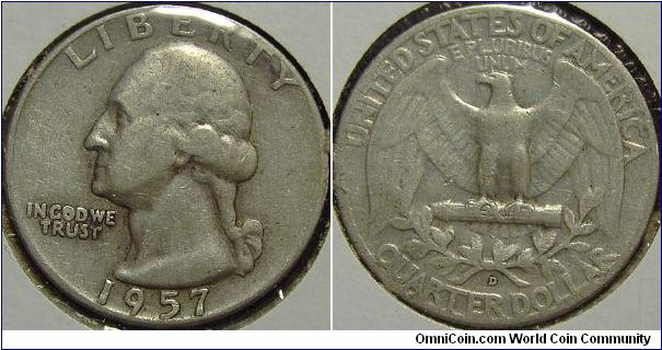 1957D Washington, Quarter Dollar