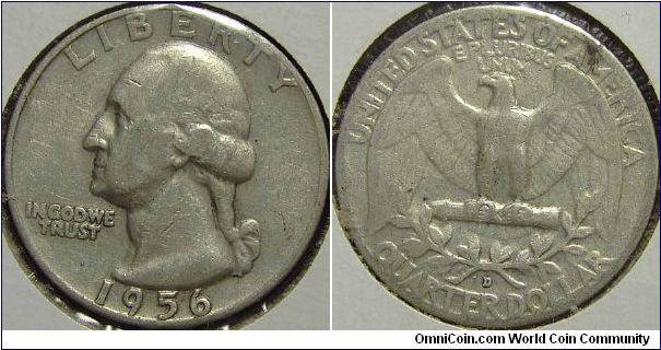 1956D Washington, Quarter Dollar