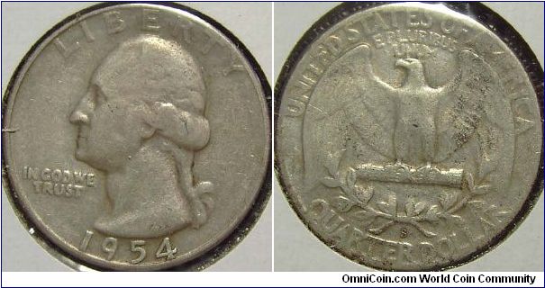 1954S Washington, Quarter Dollar